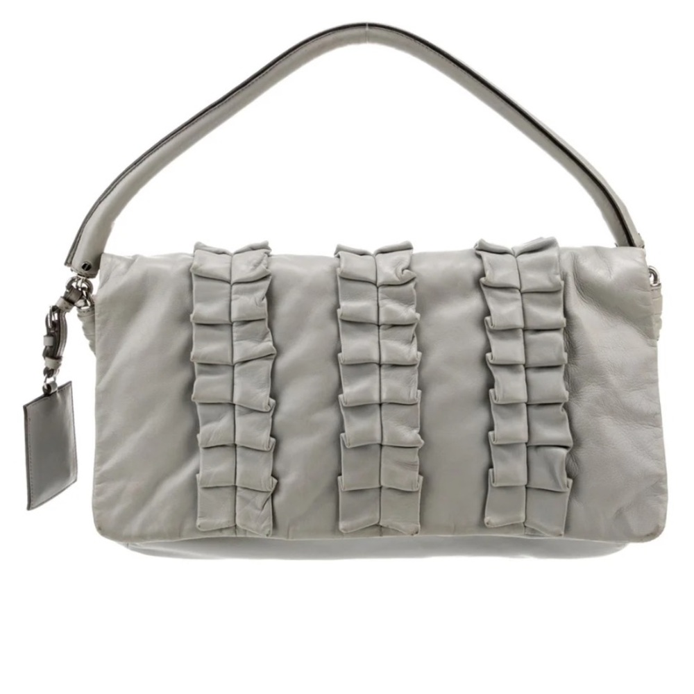 Dolce & Gabbana Miss Lexington Light Gray Ruffle Shoulder Bag